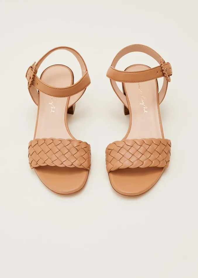Plaited Leather Heel Sandal Tan Women Phase Eight Heels