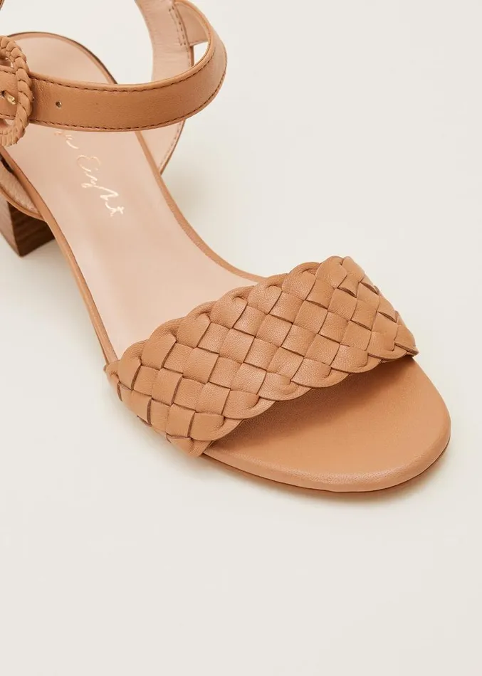 Plaited Leather Heel Sandal Tan Women Phase Eight Heels