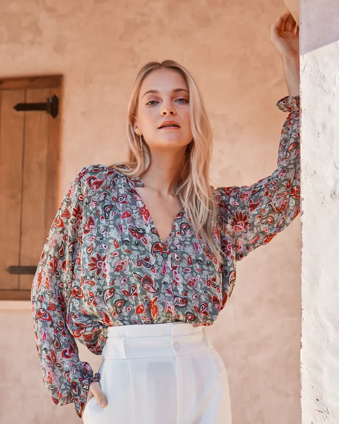 Polin Et Moi Amoebas Malila Blouse Eucalyptus Women Blouses And Shirts Polin Et Moi Amoebas Malila Blouse Eucalyptus Women Blouses And Shirts