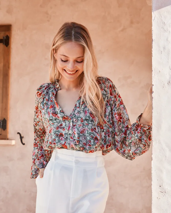 Polin Et Moi Amoebas Malila Blouse Eucalyptus Women Blouses And Shirts Polin Et Moi Amoebas Malila Blouse Eucalyptus Women Blouses And Shirts