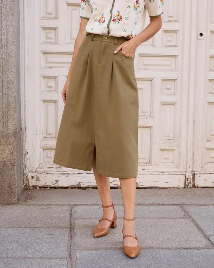 Polin Et Moi Assuna Denim Skirt Kaki Women Skirts