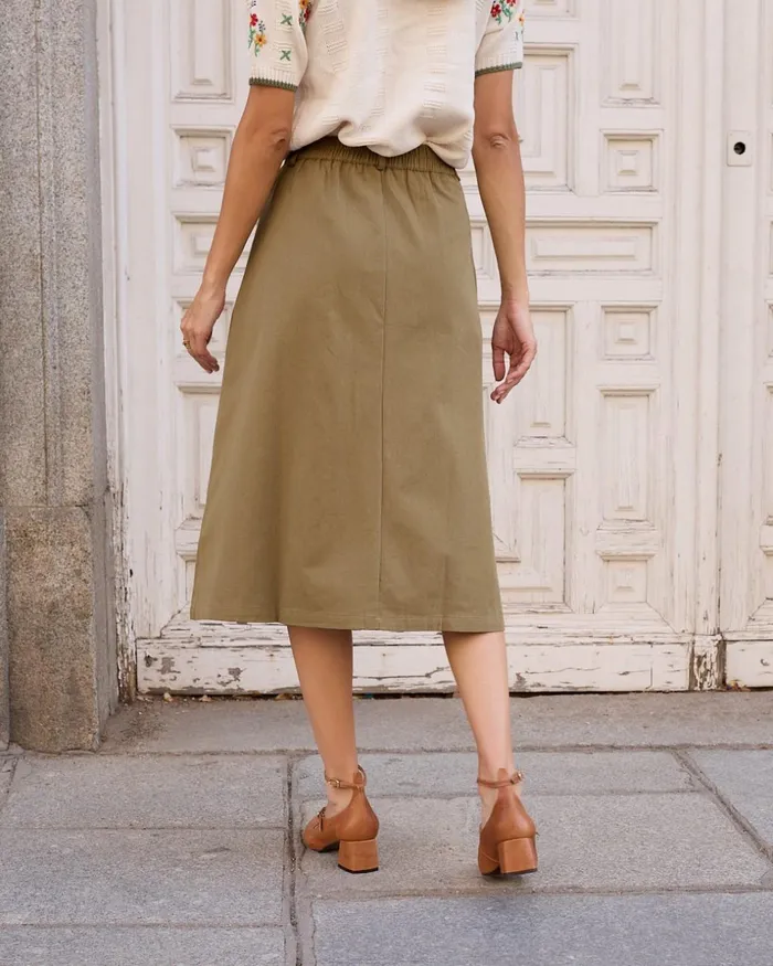 Polin Et Moi Assuna Denim Skirt Kaki Women Skirts Polin Et Moi Assuna Denim Skirt Kaki Women Skirts