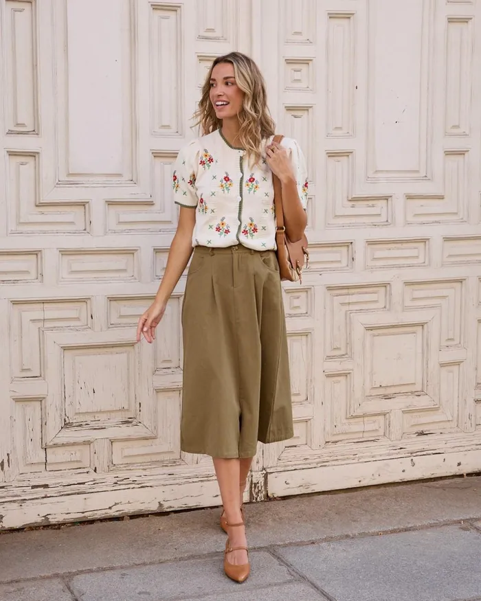 Polin Et Moi Assuna Denim Skirt Kaki Women Skirts Polin Et Moi Assuna Denim Skirt Kaki Women Skirts