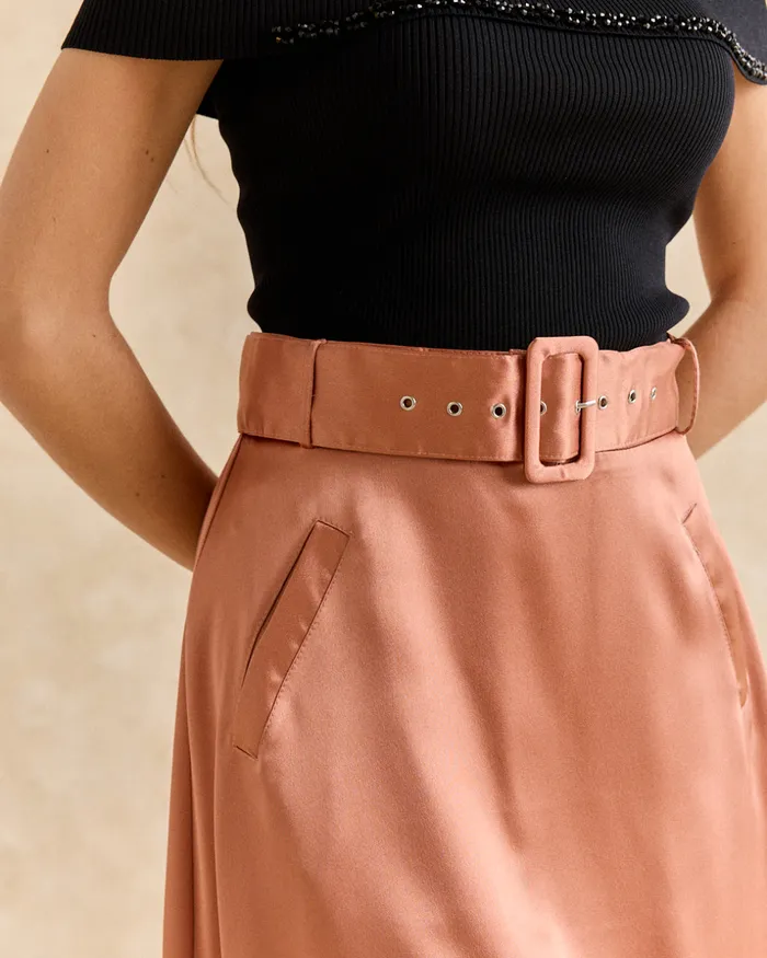 Polin Et Moi Bibi Belt Skirt Salmon Women Skirts Polin Et Moi Bibi Belt Skirt Salmon Women Skirts