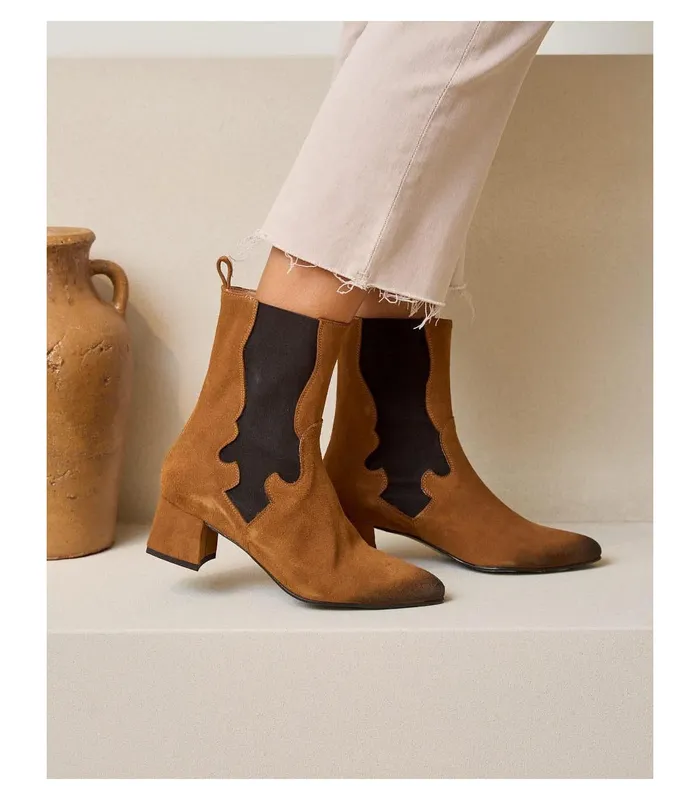 Polin Et Moi Booty Suede Abbas Leather Women Ankle Boots
