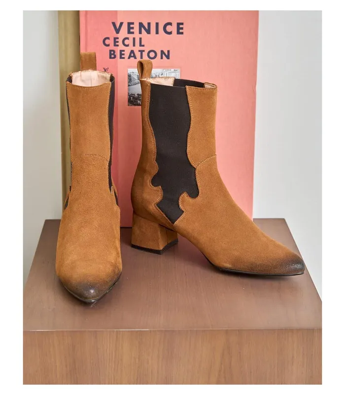 Polin Et Moi Booty Suede Abbas Leather Women Ankle Boots Polin Et Moi Booty Suede Abbas Leather Women Ankle Boots