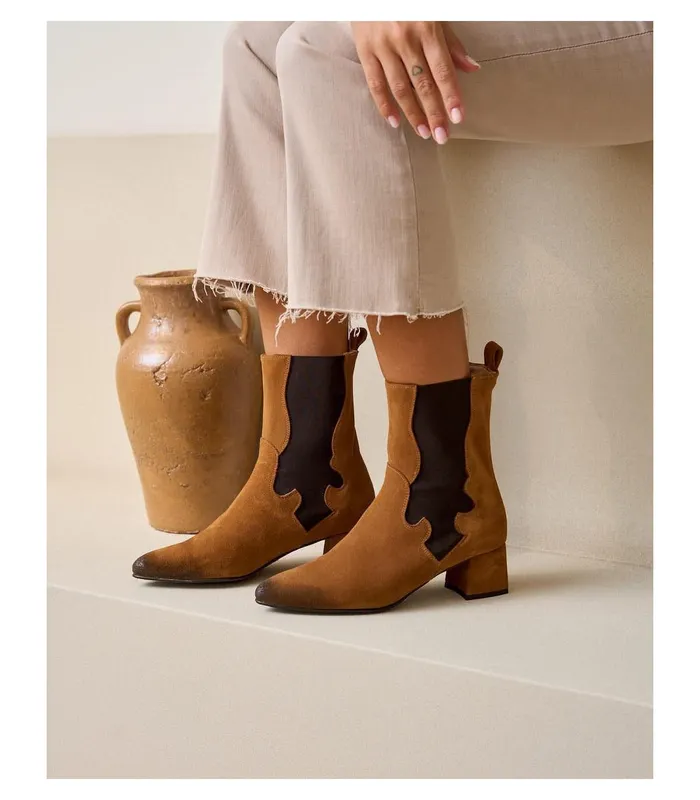 Polin Et Moi Booty Suede Abbas Leather Women Ankle Boots Polin Et Moi Booty Suede Abbas Leather Women Ankle Boots