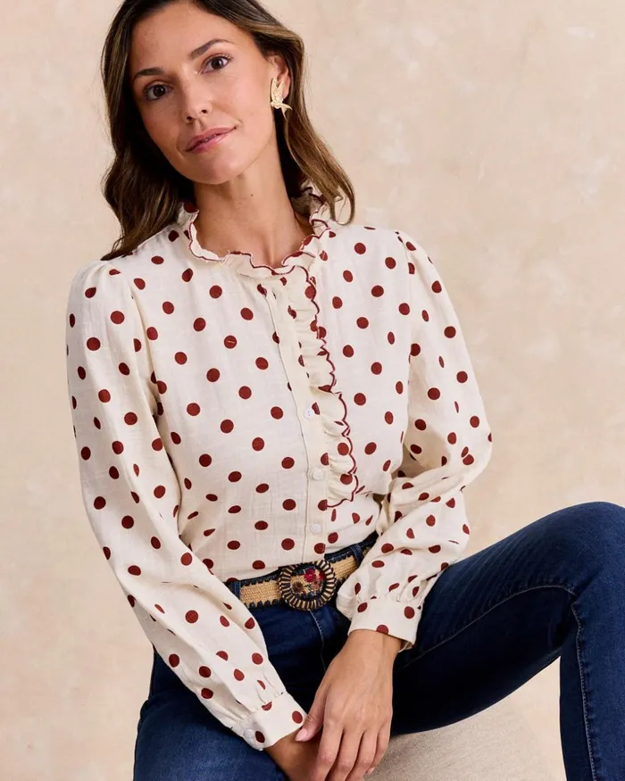 Polin Et Moi Buria Polka Dot Shirt Raw Women Blouses And Shirts