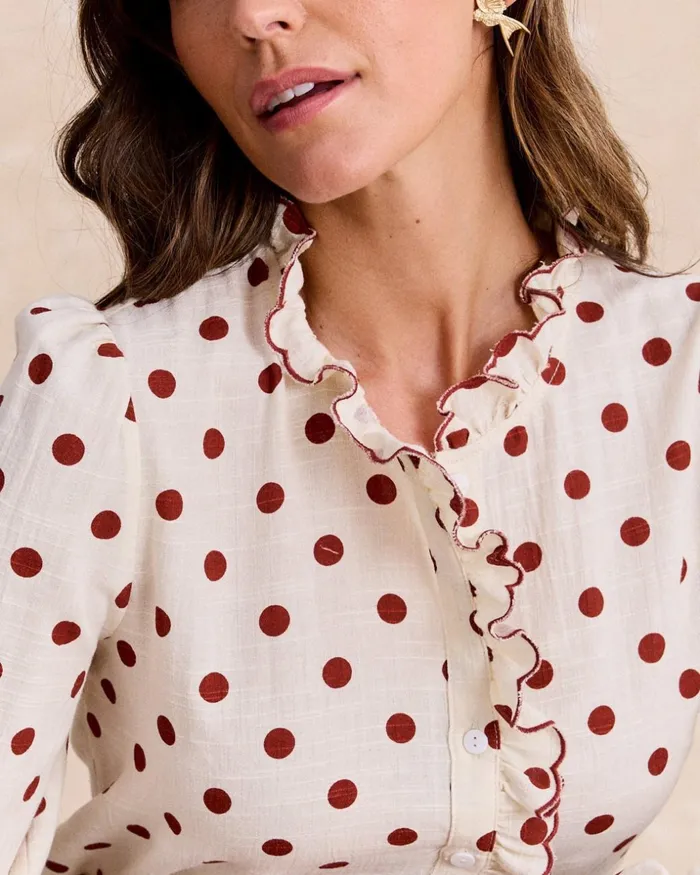 Polin Et Moi Buria Polka Dot Shirt Raw Women Blouses And Shirts Polin Et Moi Buria Polka Dot Shirt Raw Women Blouses And Shirts