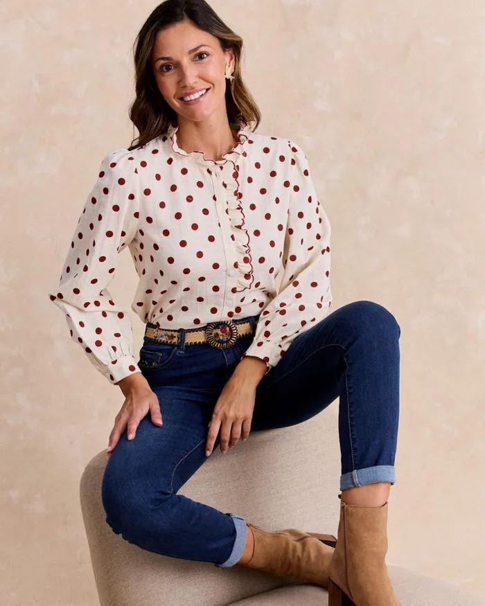 Polin Et Moi Buria Polka Dot Shirt Raw Women Blouses And Shirts Polin Et Moi Buria Polka Dot Shirt Raw Women Blouses And Shirts