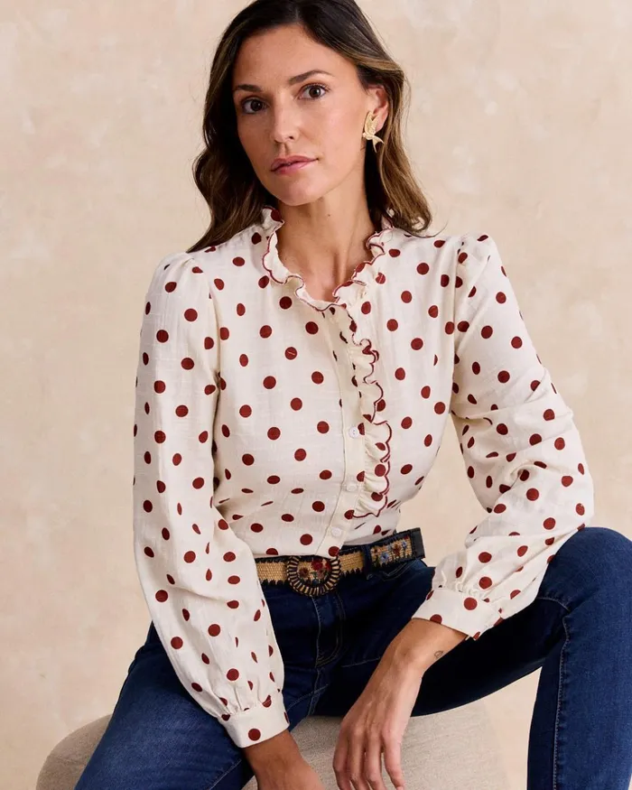 Polin Et Moi Buria Polka Dot Shirt Raw Women Blouses And Shirts Polin Et Moi Buria Polka Dot Shirt Raw Women Blouses And Shirts