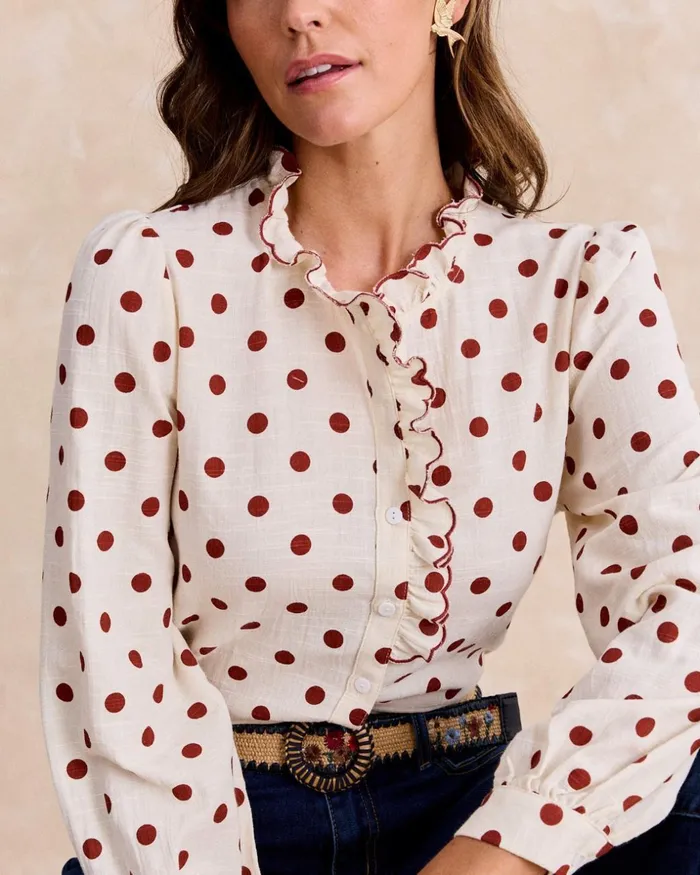 Polin Et Moi Buria Polka Dot Shirt Raw Women Blouses And Shirts Polin Et Moi Buria Polka Dot Shirt Raw Women Blouses And Shirts