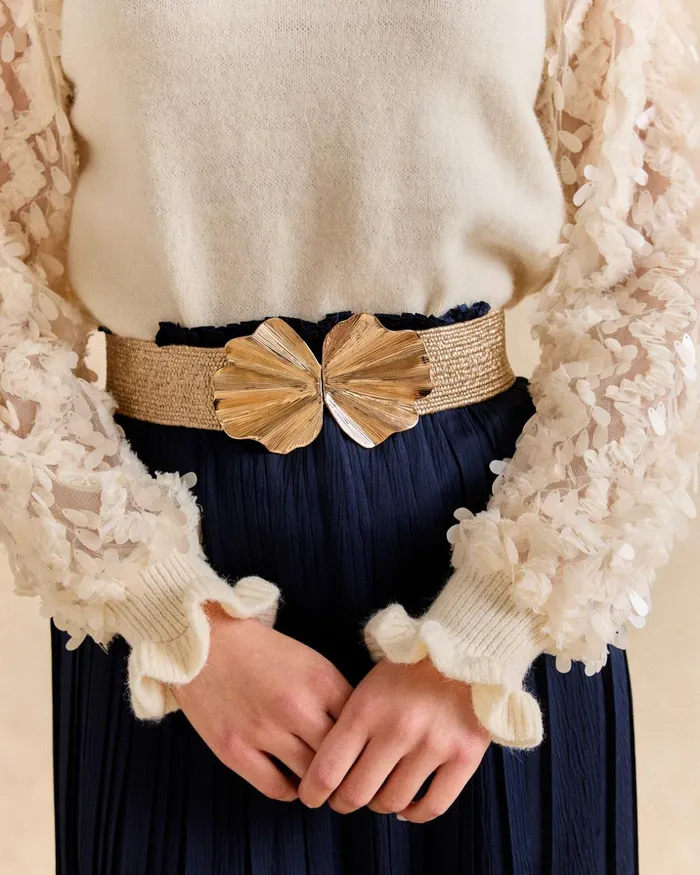 Polin Et Moi Camella Buckle Belt Gold Women Belts