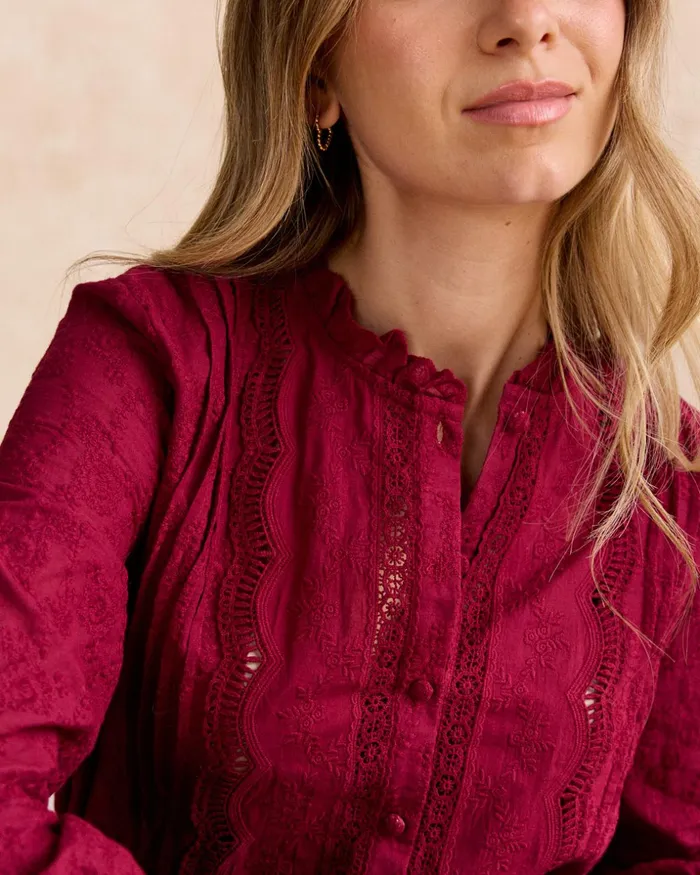 Polin Et Moi Cantina Embroidery Shirt Bordeaux Women Blouses And Shirts Polin Et Moi Cantina Embroidery Shirt Bordeaux Women Blouses And Shirts