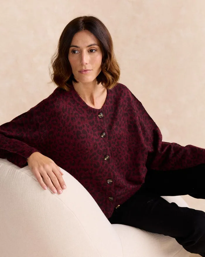 Polin Et Moi Cardigan Animal Malena Bordeaux Women Cardigans And Sweaters