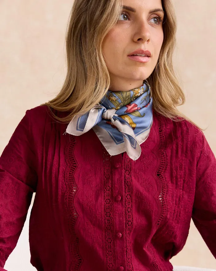 Polin Et Moi Caye Flowers Scarf Denim Women Capes And Wraps Polin Et Moi Caye Flowers Scarf Denim Women Capes And Wraps