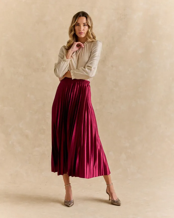 Polin Et Moi Granata Pleated Skirt Tile Women Skirts