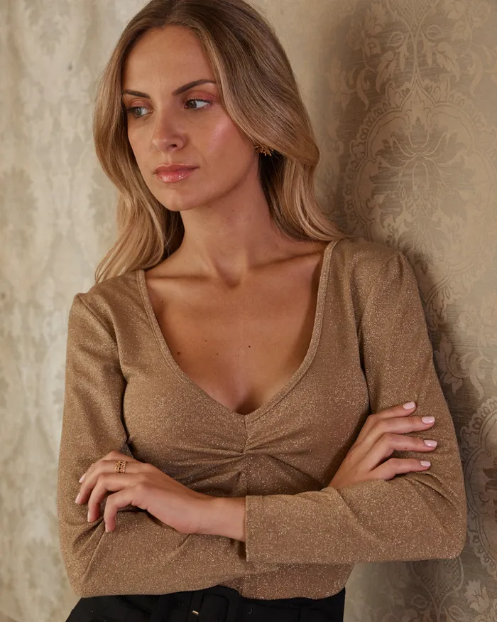 Polin Et Moi Juliet Knot Top Gold Women TShirts And Tops Polin Et Moi Juliet Knot Top Gold Women TShirts And Tops
