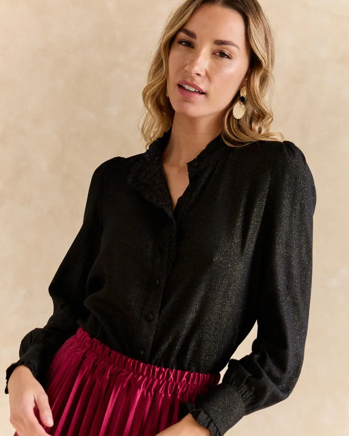 Polin Et Moi Lurex Leonor Shirt Black Women Blouses And Shirts