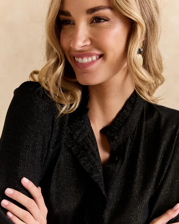 Polin Et Moi Lurex Leonor Shirt Black Women Blouses And Shirts Polin Et Moi Lurex Leonor Shirt Black Women Blouses And Shirts