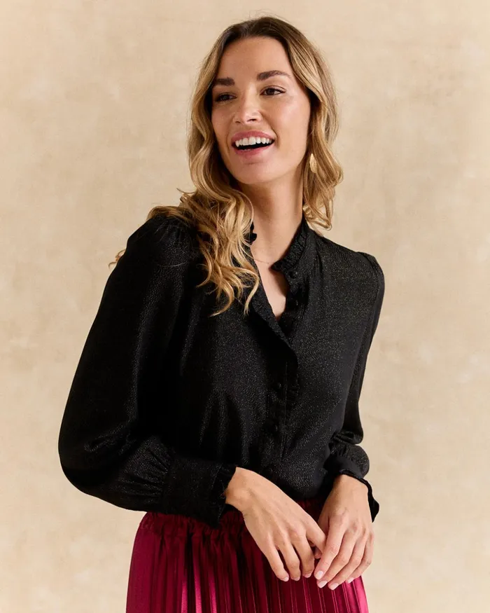 Polin Et Moi Lurex Leonor Shirt Black Women Blouses And Shirts Polin Et Moi Lurex Leonor Shirt Black Women Blouses And Shirts