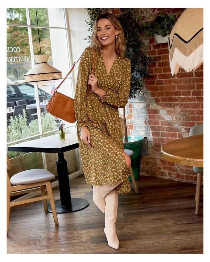 Polin Et Moi Lussy Flowers Dress Ochre Women Dresses And Jumpsuits