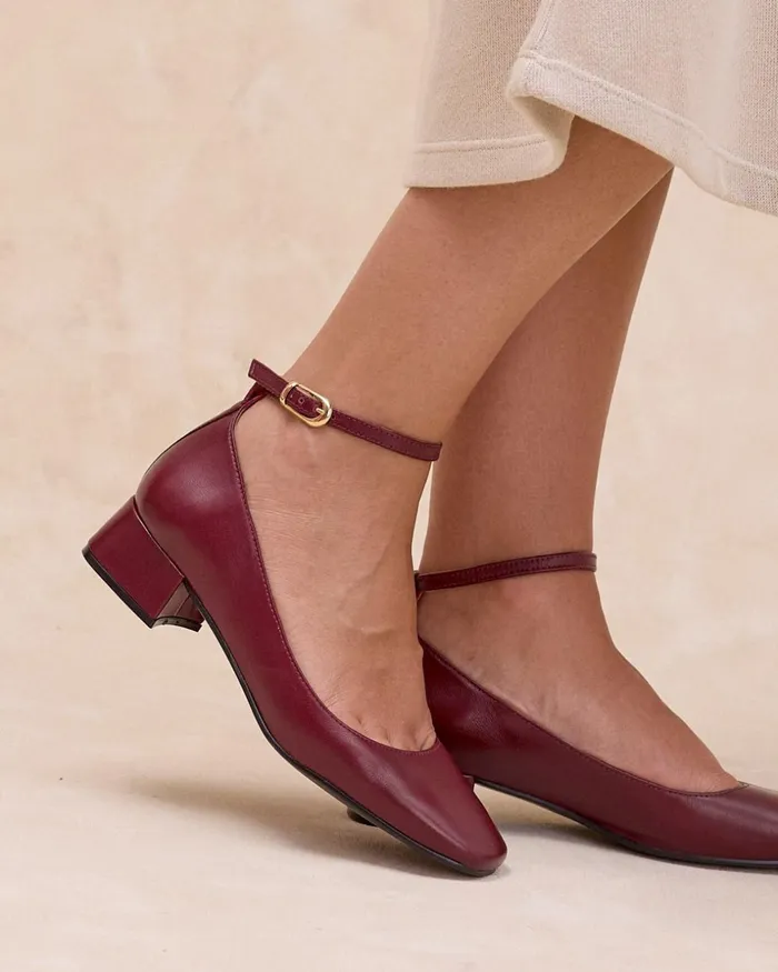 Polin Et Moi Mary Jane Buckle Purpina Cherry Women Flats