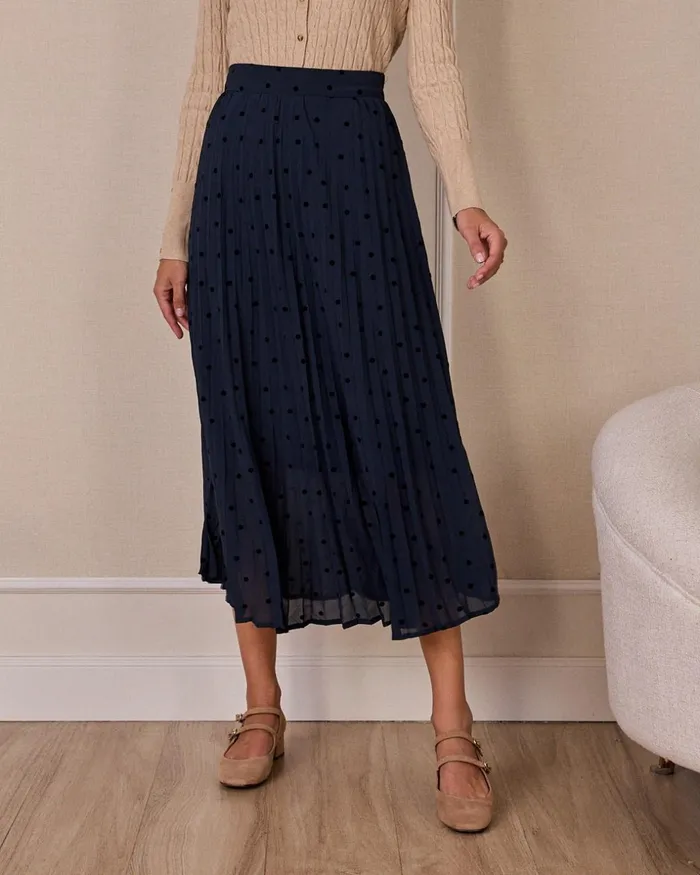 Polin Et Moi Navy Polka Dot Skirt Marine Women Skirts