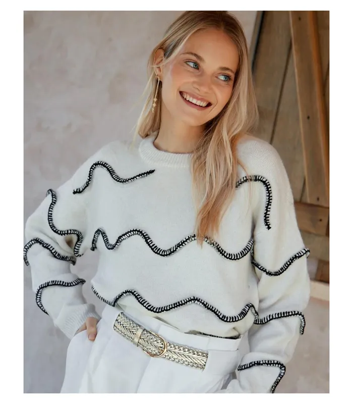 Polin Et Moi Sweater Maiala Stitching Raw Women Cardigans And Sweaters