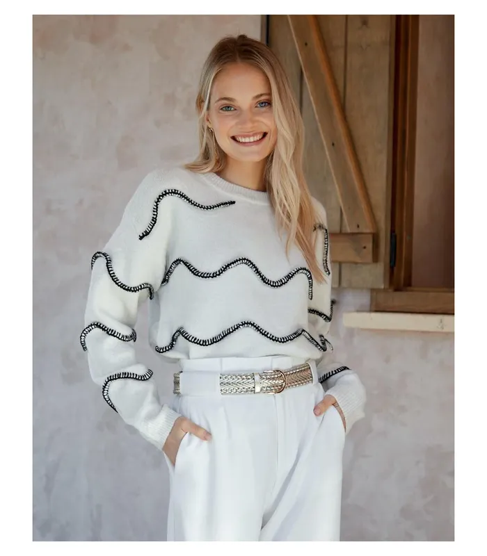 Polin Et Moi Sweater Maiala Stitching Raw Women Cardigans And Sweaters Polin Et Moi Sweater Maiala Stitching Raw Women Cardigans And Sweaters