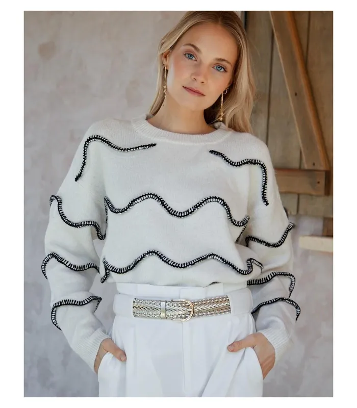 Polin Et Moi Sweater Maiala Stitching Raw Women Cardigans And Sweaters Polin Et Moi Sweater Maiala Stitching Raw Women Cardigans And Sweaters