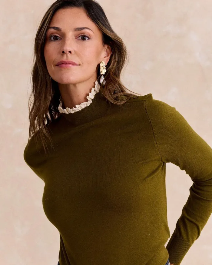 Polin Et Moi Sweater Puntilla Sauce Kaki Women Cardigans And Sweaters Polin Et Moi Sweater Puntilla Sauce Kaki Women Cardigans And Sweaters