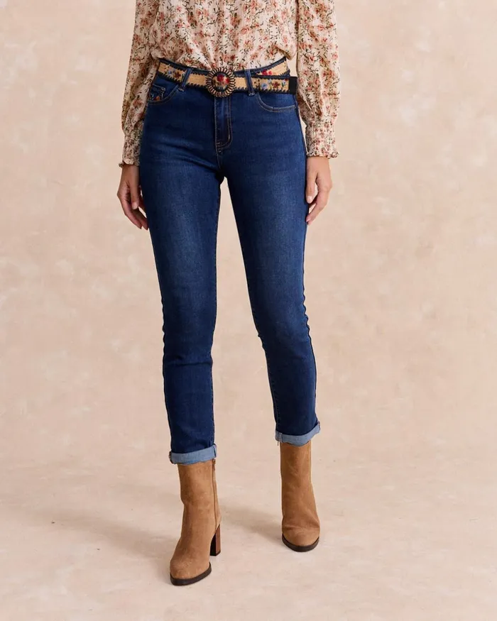 Polin Et Moi Ursu Belt Pants Denim Women Trousers