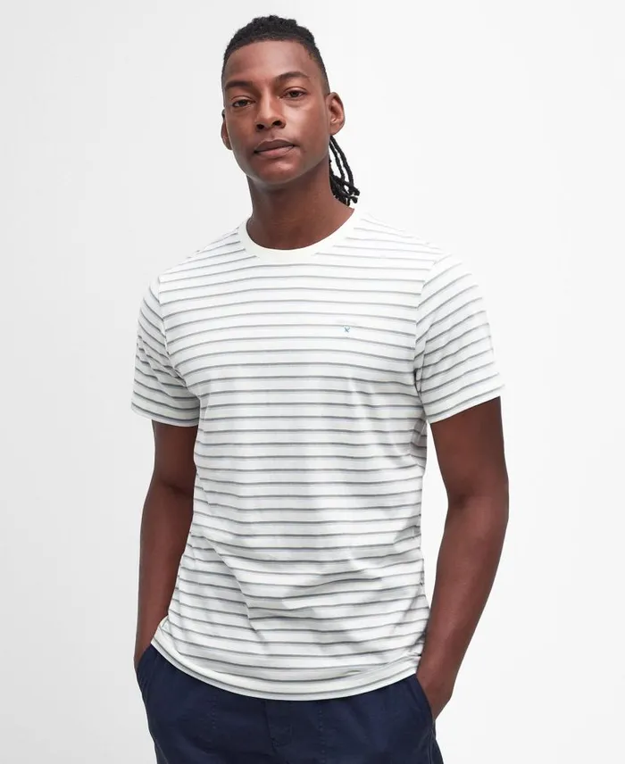 Ponte Striped TShirt Pale Sage Men Barbour TShirts