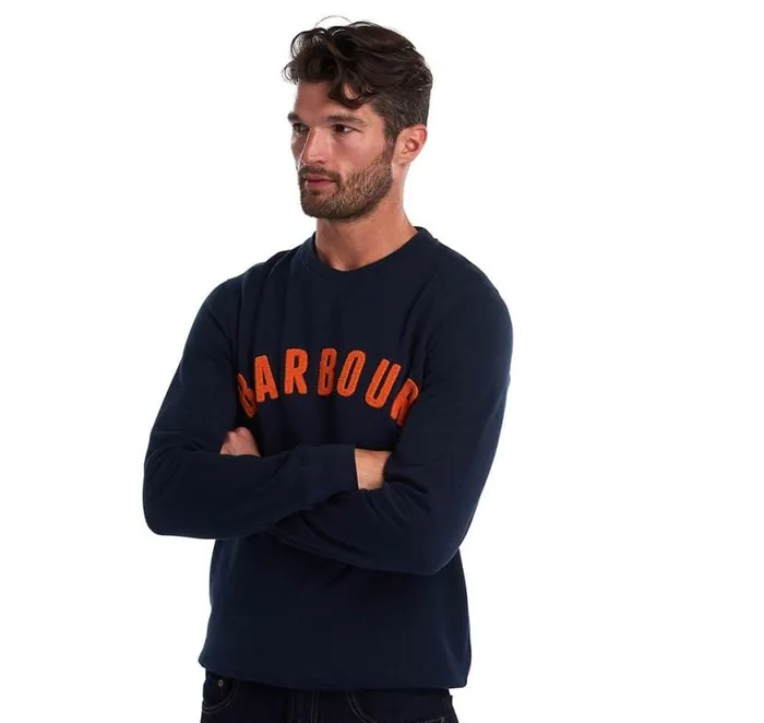 Prep Logo Sweatshirt Navy Men Barbour Hoodies and Sweatshirts