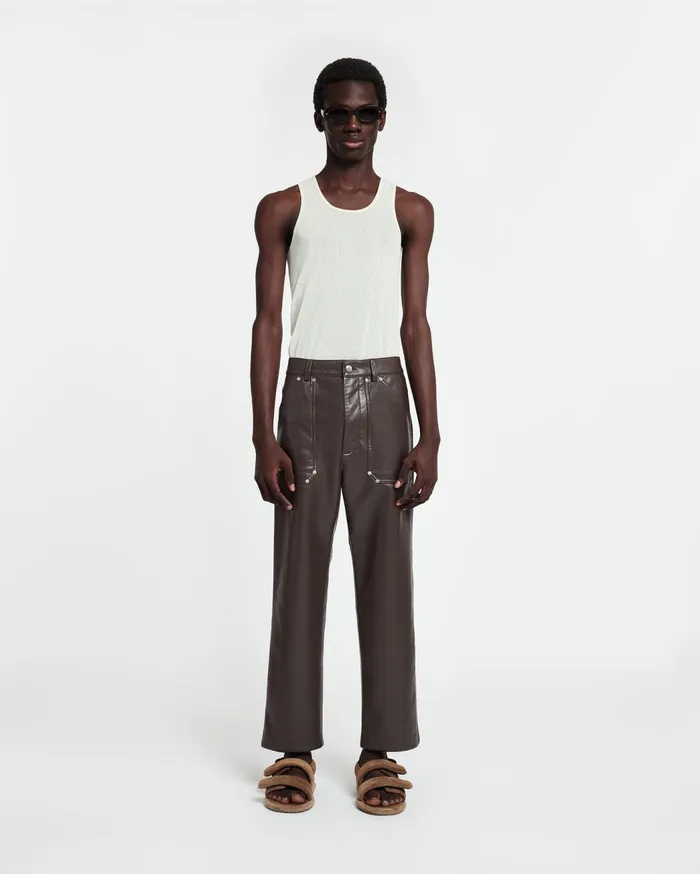 Quido Regenerated Leather Pants Coffee Bean Men Nanushka Pants