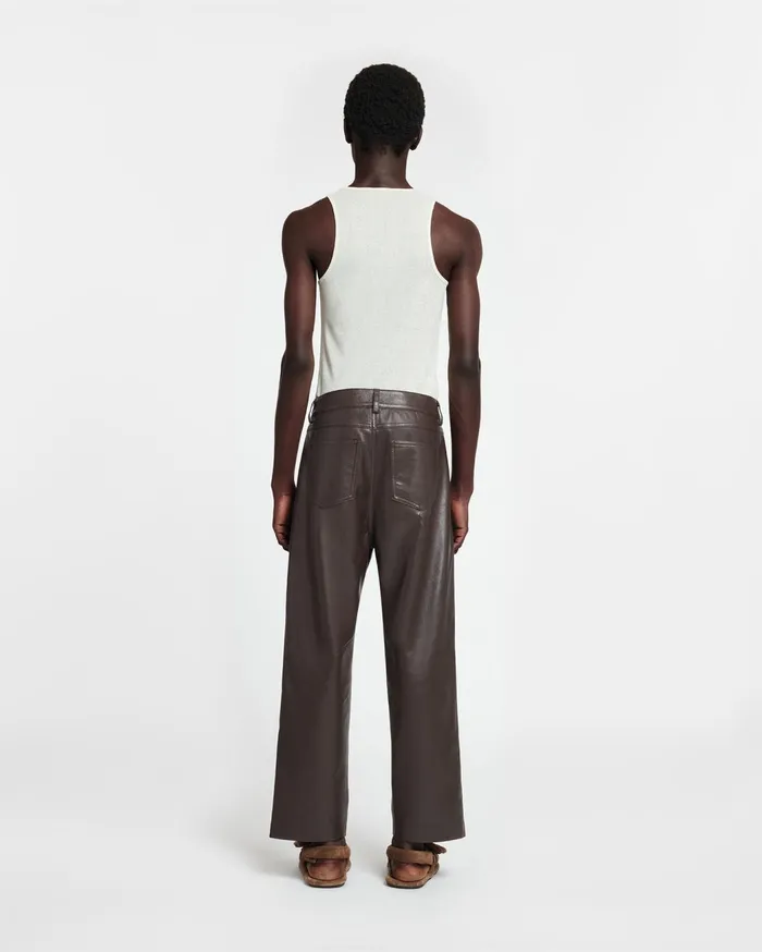 Quido Regenerated Leather Pants Coffee Bean Men Nanushka Pants