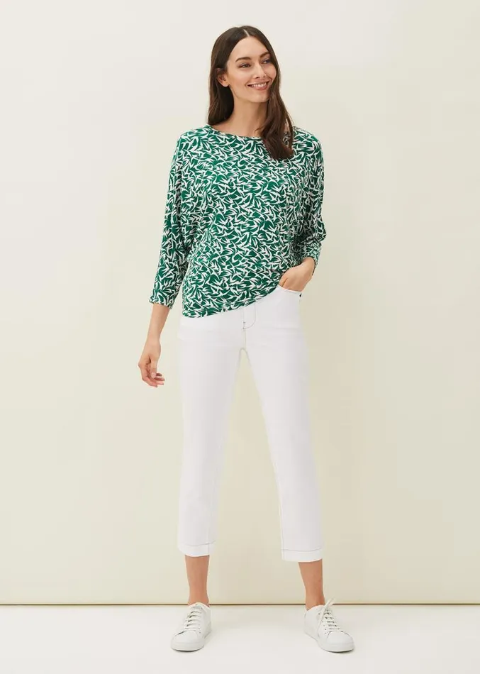 Quin Bird Print Top Greenivory Women Phase Eight Tops and TShirts