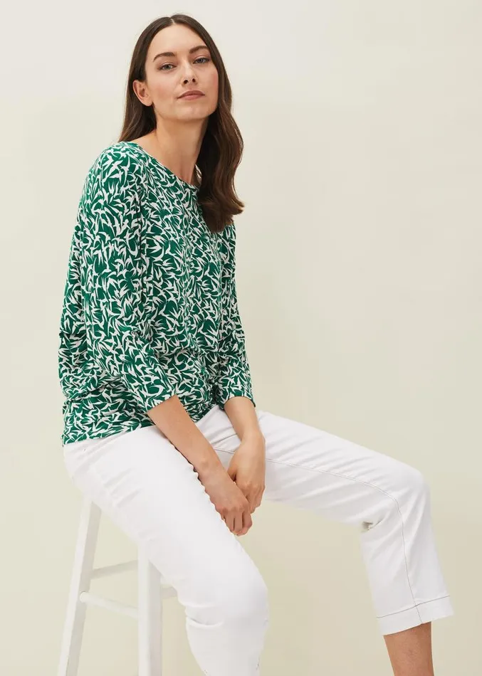 Quin Bird Print Top Greenivory Women Phase Eight Tops and TShirts