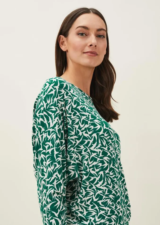 Quin Bird Print Top Greenivory Women Phase Eight Tops and TShirts