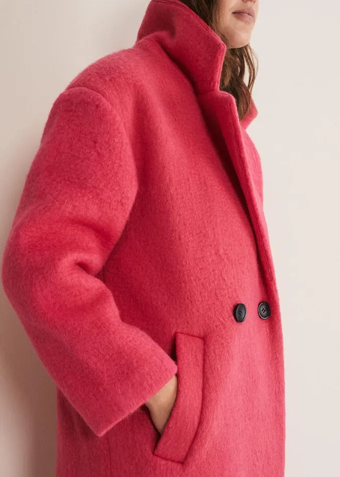 Quinn Textured Cocoon Coat Fluro Pink Women Phase Eight Coats