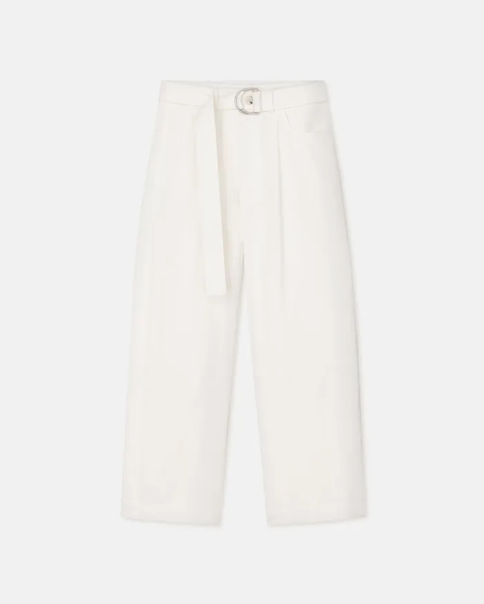 Radia Belted Twill Pants White Women Nanushka Bottoms
