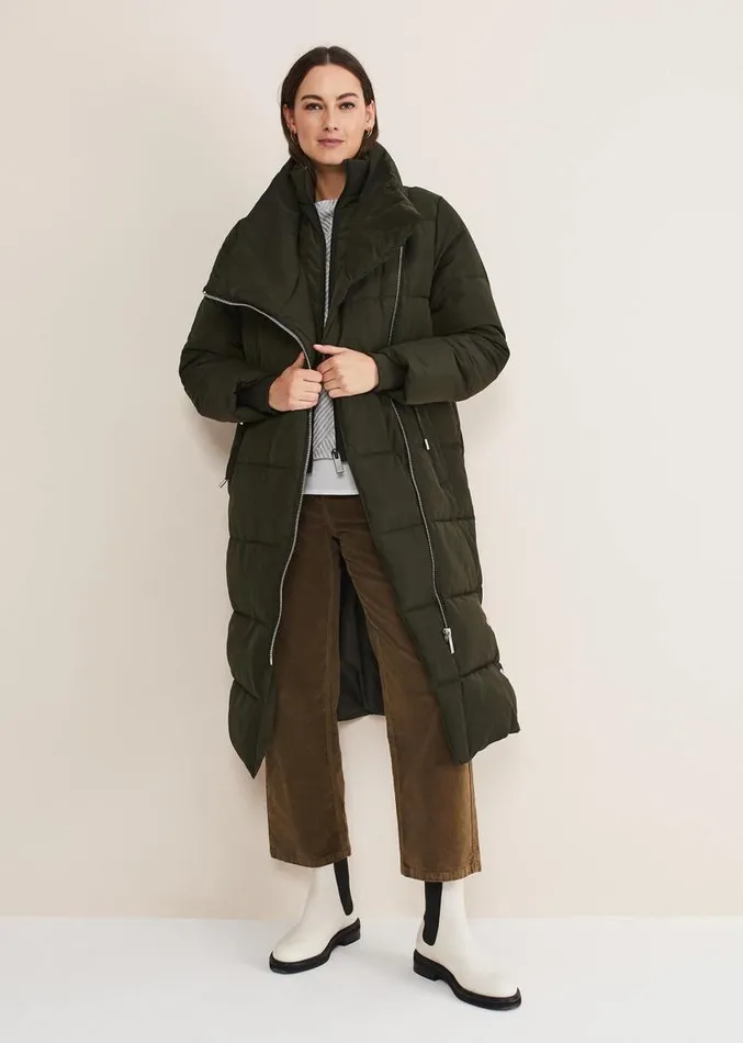Rae Asymetric Puffer Green Women Phase Eight Coats