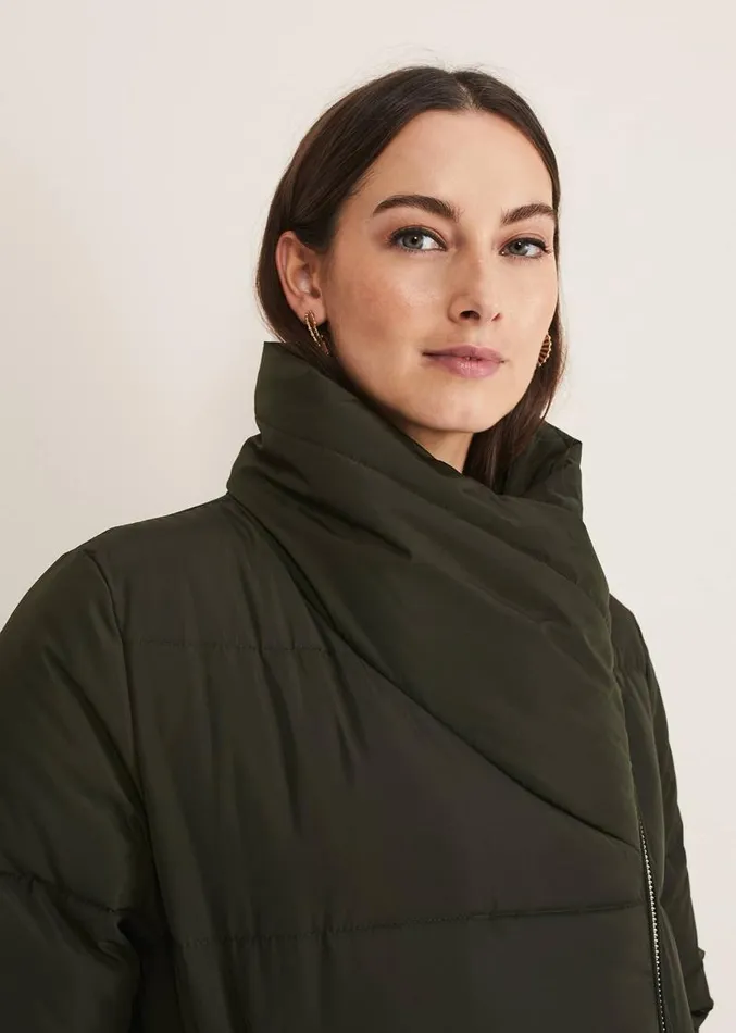 Rae Asymetric Puffer Green Women Phase Eight Coats