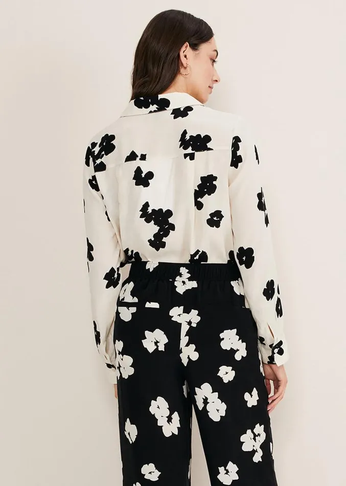 Rae Floral Longline Shirt Blackivory Women Phase Eight Shirts and Blouses