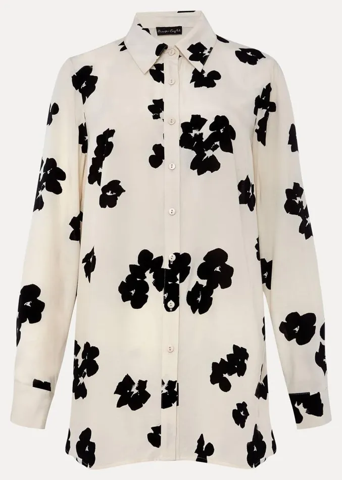 Rae Floral Longline Shirt Blackivory Women Phase Eight Shirts and Blouses