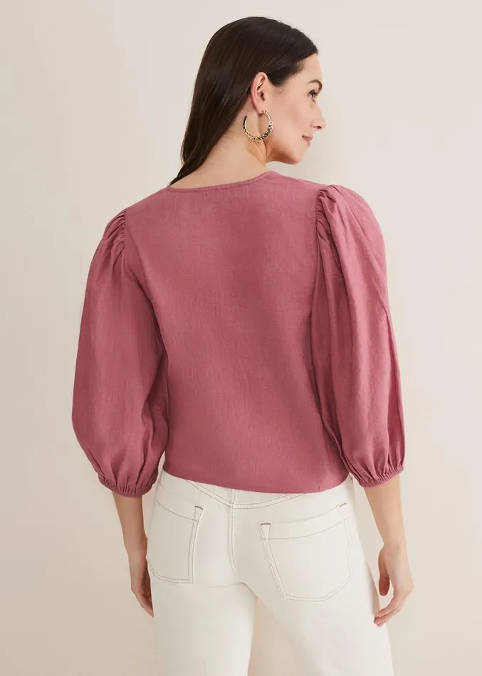 Raven Linen Tie Front Blouse Rose Women Phase Eight Shirts and Blouses