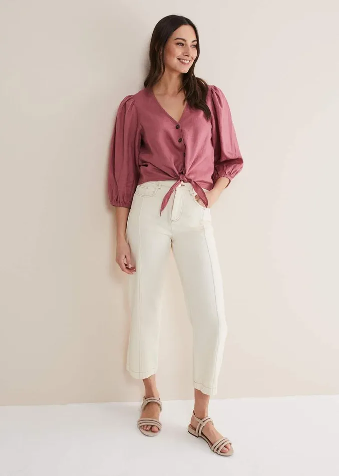 Raven Linen Tie Front Blouse Rose Women Phase Eight Shirts and Blouses