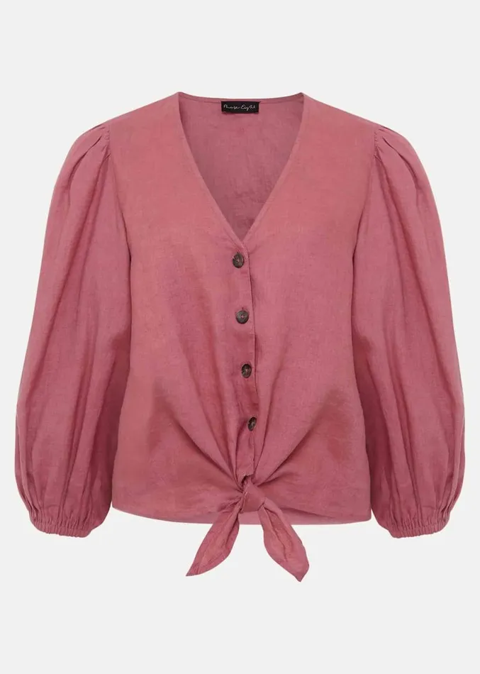 Raven Linen Tie Front Blouse Rose Women Phase Eight Shirts and Blouses