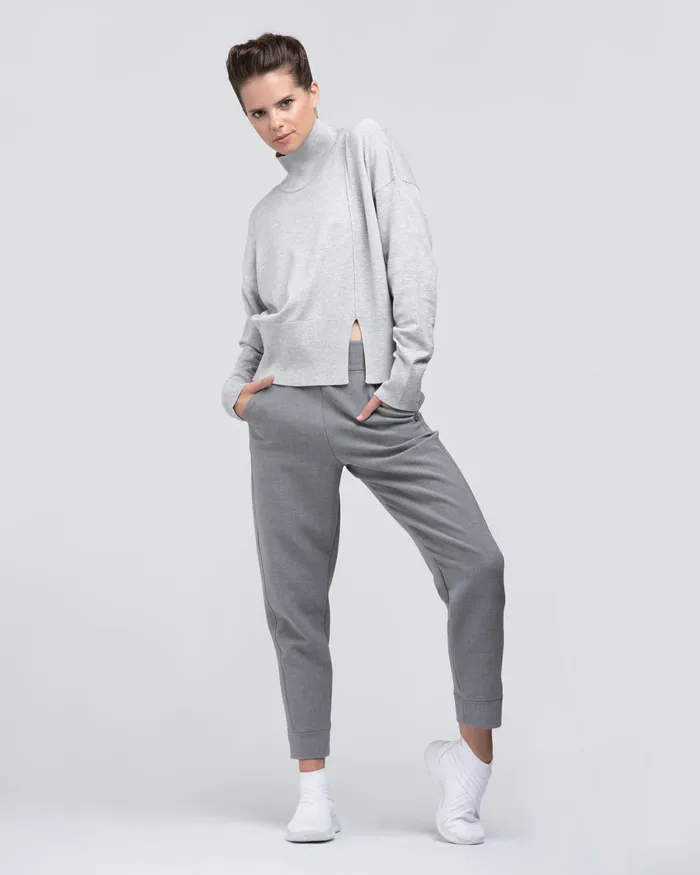 Repetto Womens Knit and Sweats Side Slot Knit Sweater Textured Light Grey